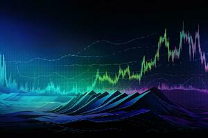 abstract image of a mountain range with a stock chart. Generative AI photo