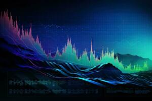 abstract digital graph with a mountain range in the background. Generative AI photo