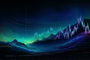 abstract image of a mountain range with a graph line. Generative AI photo