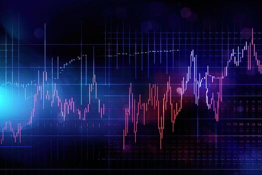 stock chart is shown on a dark background. Generative AI photo