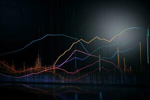 Abstract glowing financial chart on dark background. stock market. Economy trends. financial investment concept. Generative AI photo