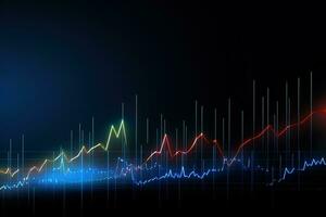 Abstract glowing financial chart on dark background. stock market. Economy trends. financial investment concept. Generative AI photo