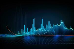 Abstract glowing financial chart on dark background. stock market. Economy trends. financial investment concept. Generative AI photo