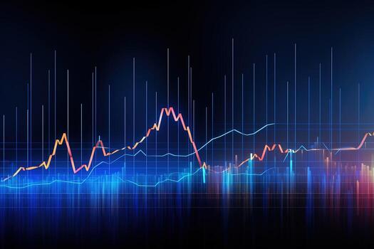 image of graph chart with line. Generative AI photo