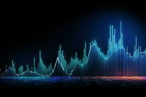 grafico de datos es mostrado en oscuro antecedentes. generativo ai foto