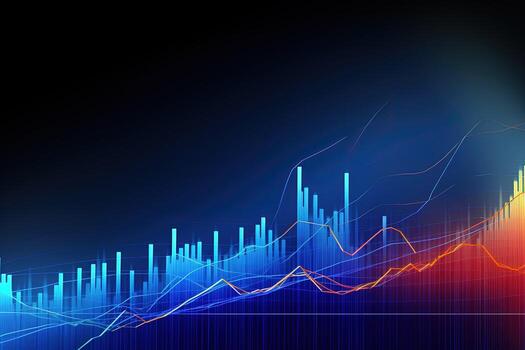 an abstract image of graph chart with line. Generative AI photo