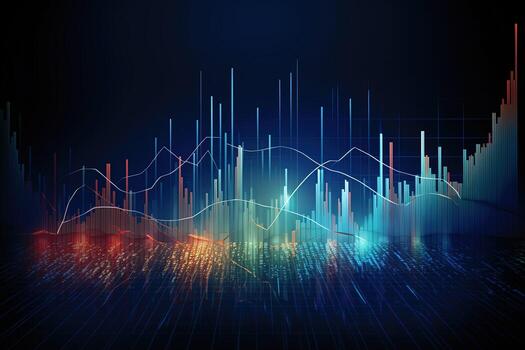 abstract background with a graph line. Generative AI photo