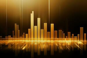 golden bars on a black background. Generative AI photo