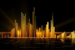 Financial stock market on gold color background. Stock market online business concept. Digital illustration. Generative AI photo