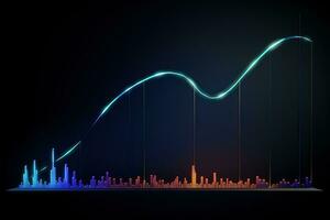 Stock market online business concept. business graph. glowing neon lines. Generative AI photo