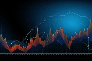 graph of stock market chart on a dark background. Generative AI photo