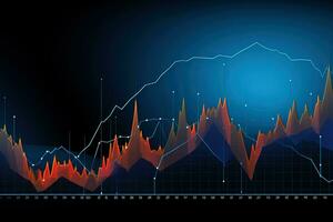grafico de valores mercado gráfico en un oscuro antecedentes. generativo ai foto