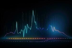 graph of data and lines on dark background. Generative AI photo