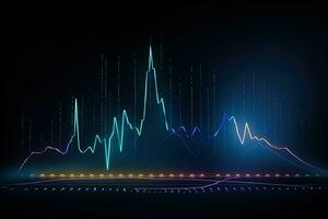 grafico de datos y líneas en oscuro antecedentes. generativo ai foto
