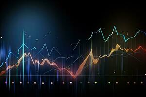 abstract graph chart with line of light. Generative AI photo