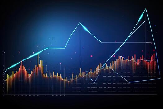 abstract graph with line. Generative AI photo