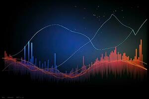 Stock market online business concept. business graph. glowing neon lines. Generative AI photo