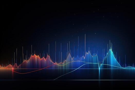 colorful wave lines on dark background. Generative AI photo