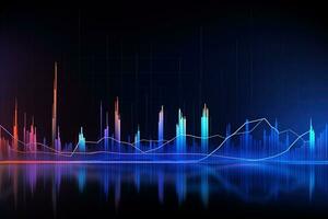 abstract graph line with blue and red background. Generative AI photo