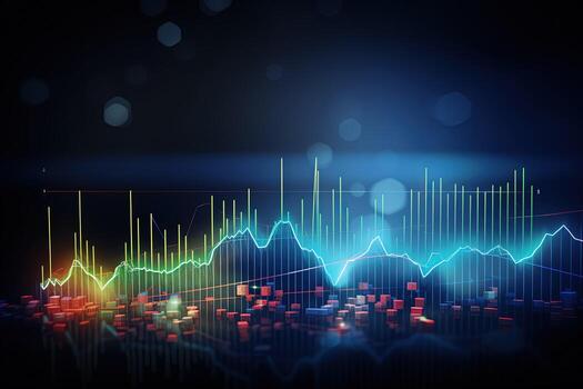 abstract image of graph chart with light background. Generative AI photo