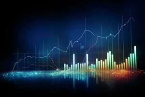 abstract graph with a bar chart and a line. Generative AI photo