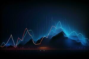 abstract graph background with mountain range. Generative AI photo