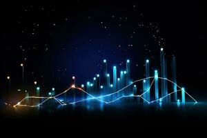 abstract background with glowing lines and graphs. Generative AI photo