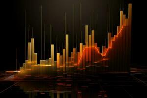 abstract graph chart with orange bars. Generative AI photo