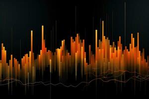 abstract background with a line of orange and black bars. Generative AI photo