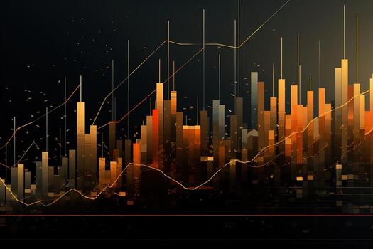 abstract graph chart with a line going up. Generative AI photo