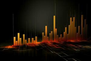 abstract background of bars and lines on black background. Generative AI photo