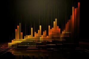 abstract graph chart with orange bars on black background. Generative AI photo