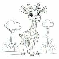 giraffe coloring pages for kids. Generative AI photo