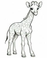 a giraffe coloring page for kids. Generative AI photo