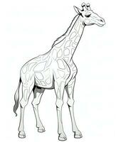 vector of giraffe in black and white coloring. Animal coloring page. Generative AI photo