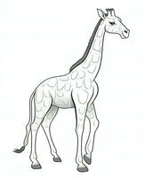 a giraffe is standing in a line on a white background. Generative AI photo