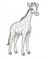 a giraffe is standing in a line on a white background. Generative AI photo