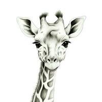 a drawing of a giraffe with a big head. Generative AI photo