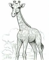 giraffe coloring pages for kids. Generative AI photo