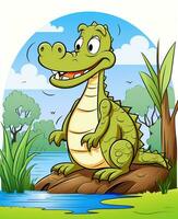 Cartoon Crocodile Character Vector illustration. Generative AI photo