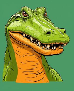 an alligator head with its mouth open. Generative AI photo