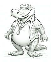 cartoon crocodile in suit and tie. Generative AI photo