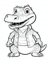un dibujos animados caimán en un chaqueta. generativo ai foto