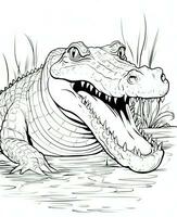 alligator coloring pages for kids. Generative AI photo