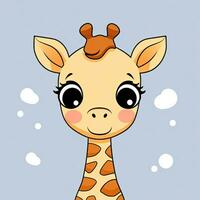 cute giraffe with big eyes and a big nose. Generative AI photo