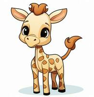 cute baby giraffe vector illustration. Generative AI photo