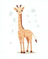 a cartoon giraffe standing in front of a white background. Generative AI photo