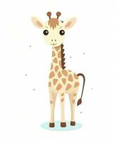 cute giraffe standing on white background. Generative AI photo