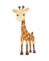 a cartoon giraffe standing on a white background. Generative AI photo