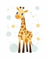 a cartoon giraffe standing in the grass. Generative AI photo